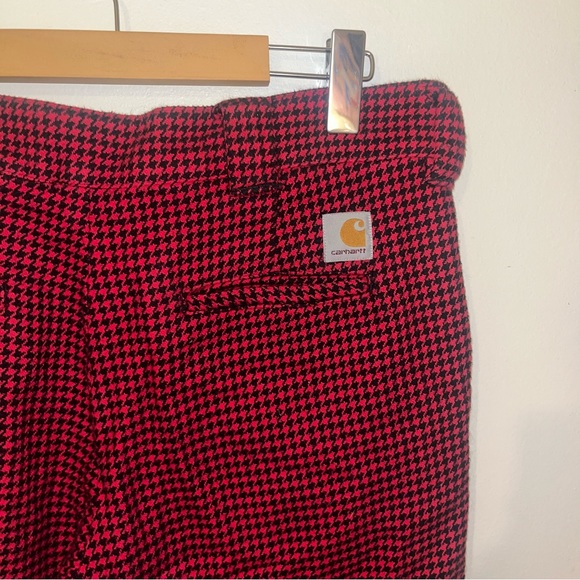 carhartt work in progress red houndstooth trouser 100% cotton no stretch - Picture 3 of 3